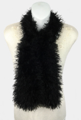 Lion Brand Fun Fur Black Hand-Knit Eyelash Scarf