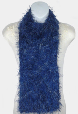 Fun Fur Indigo (Blue) Hand-Knit Eyelash Scarf