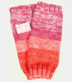 Soft Hand-Knit Pink/Coral Fingerless Mittens (Bouquet) - S/M