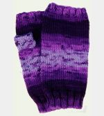 Soft Hand-Knit Purple Fingerless Mittens (Crocus) - M/L