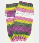 Soft Hand-Knit Pink/Purple/Green Fingerless Mittens (Mountain Heather) - M/L