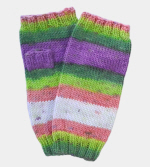 Soft Hand-Knit Pink/Purple/Green Fingerless Mittens (Mountain Heather) - S/M