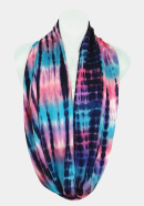 Tie-Dye Infinity Scarf - Pink-Turquoise with Black Edges