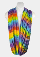 Tie-Dye Infinity Scarf - Bold Rainbow Stripes with Black Edges