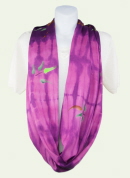 Purple Handpainted Floral Tie-Dye Infinity Scarf