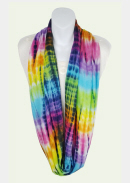 Tie-Dye Infinity Scarf - Rainbow Stripes with Black Edges