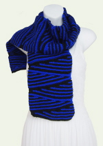 Caron Simply Soft Wedges Zig-Zag Black and Blue Party Scarf