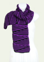 Caron Simply Soft Wedges Zig-Zag Black and Purple Party Scarf