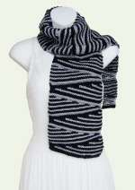 Caron Simply Soft Wedges Zig-Zag Black and Gray Party Scarf