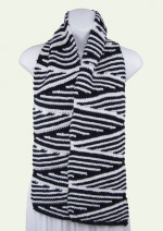 Caron Simply Soft Wedges Zig-Zag Black and White Party Scarf