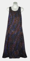 Purple Filigree Long Batik Tank-Style Sun Dress with Cat Patterns