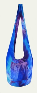 Blue Aqua Purple Tie Dye Boho Bag with Shoulder Strapg