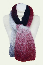 Light-Weight Ombre Bouclé Black, White & Red Scarf