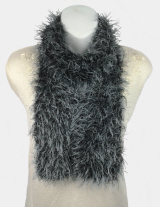 Lion Brand Fun Fur Hand-Knit Onyx (Black-Grey) Eyelash Scarf