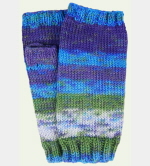 Soft Hand-Knit Blue/Green Fingerless Mittens (Sea) - S/M