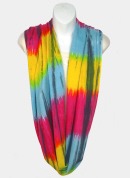 Tie-Dye Infinity Scarf - Stripes - Pink-Turquoise-Yellow