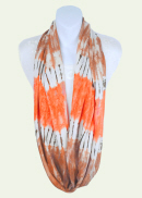 Tie-Dye Orange, White and Brown Stripes Infinity Scarf