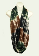 Tie-Dye Infinity Scarf - Forest Green Brown Black - Hash Stripes