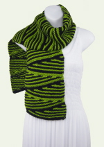 Caron Simply Soft Wedges Zig-Zag Black and Green Party Scarf
