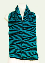 Caron Simply Soft Wedges Zig-Zag Black and Teal Party Scarf