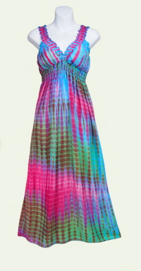 Tie-Dye Stained Glass Ruffled Sun Dress