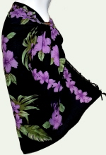 Orchid and Hibiscus on Black Sarong