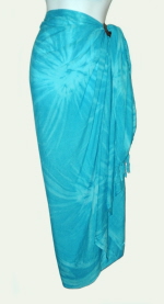 Turquoise Single-Color Tie-Dye Sarong