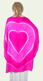Cuffed Shawl with Fringe - Tie-Dye Heart - Pink