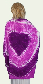 Cuffed Shawl with Fringe - Tie-Dye Heart - Purple
