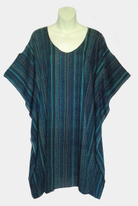 Open Shoulder Pullover Top - Turquoise Stripes
