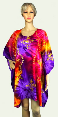 Embroidered Tie-Dye Poncho Top with Sequins